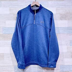 Under Armour 1/4 Zip Performance Fleece Pullover Blue Slub ColdGear Mens XL